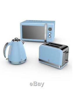 Swan retro microwave set toaster kettle eco cordless blue cup of tea in minutes