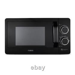T24042BLK Manual Microwave with Sleek Mirror Door, 800W, 20L, Black &