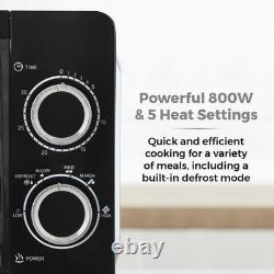 T24042BLK Manual Microwave with Sleek Mirror Door, 800W, 20L, Black &