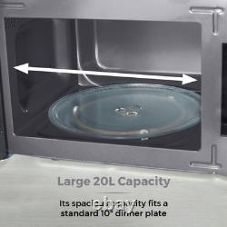 T24042BLK Manual Microwave with Sleek Mirror Door, 800W, 20L, Black &