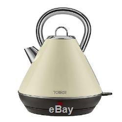 TOWER Cream Silver 2 Slice Toaster 1.8L Pyramid Kettle & Cream DIGITAL Microwave