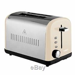 TOWER Cream Silver 2 Slice Toaster 1.8L Pyramid Kettle & Cream DIGITAL Microwave