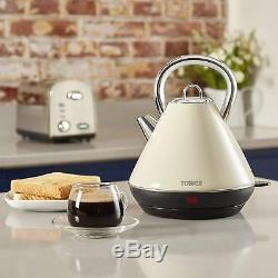 TOWER Cream Silver 2 Slice Toaster 1.8L Pyramid Kettle & Cream DIGITAL Microwave