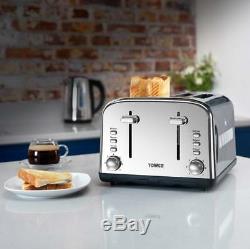TOWER Polished Silver 1.7L Jug Kettle a 4 Slice Toaster and a Manual Microwave