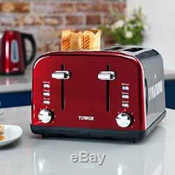 TOWER RED DIGITAL Microwave, 1.8L 3kW PYRAMID Kettle & a Red 2 Slice Toaster