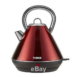 TOWER RED DIGITAL Microwave, 1.8L 3kW PYRAMID Kettle & a Red 2 Slice Toaster