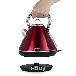 TOWER RED DIGITAL Microwave, 1.8L 3kW PYRAMID Kettle & a Red 2 Slice Toaster