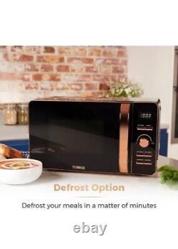 TOWER T24021 Digital Microwave 20L 800w Black with Rose Gold Trim