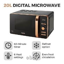 TOWER T24021 Digital Microwave 20L 800w Black with Rose Gold Trim