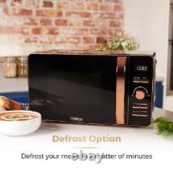 TOWER T24021 Digital Microwave 20L 800w Black with Rose Gold Trim