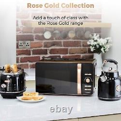 TOWER T24021 Digital Microwave 20L 800w Black with Rose Gold Trim