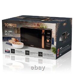 TOWER T24021 Digital Microwave 20L 800w Black with Rose Gold Trim