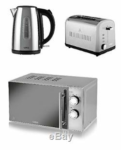 TOWER a silver 1.7L Jug Kettle a Silver 2 Slice Toaster and a Silver Microwave