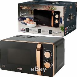 Tower 20L 800W Manual Solo Microwave In Black & Rose Gold T24020 -3Year Guarante