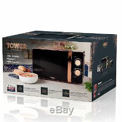 Tower 20L 800W Manual Solo Microwave In Black & Rose Gold T24020 -3Year Guarante