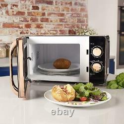 Tower 20L Microwave, 1.7L Jug Kettle 3KW & 2 Slice Toaster Rose Gold & Black Set