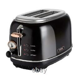 Tower 20L Microwave, 1.7L Jug Kettle 3KW & 2 Slice Toaster Rose Gold & Black Set