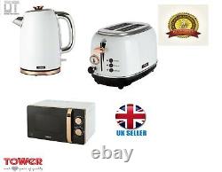Tower 20L Solo Microwave 1.7L Kettle & 2 Slice Toaster Set In White & Rose Gold