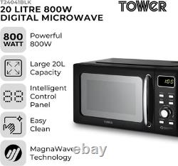 Tower 800W 20L Digital Microwave Black with Mirror Finish T24041 60 Minute timer