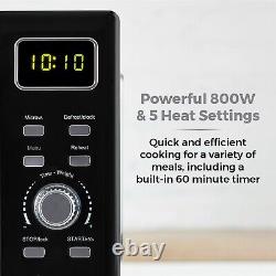 Tower Ash Black Pyramid Kettle, 4 Slice Toaster & T24041BLK 800W 20L Microwave