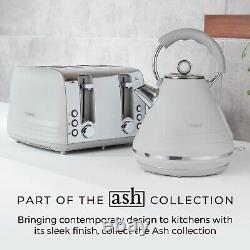 Tower Ash Grey Pyramid Kettle 4 Slice Toaster & Tower T24019S Silver Microwave