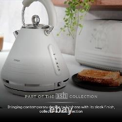 Tower Ash Grey Pyramid Kettle 4 Slice Toaster & Tower T24019S Silver Microwave