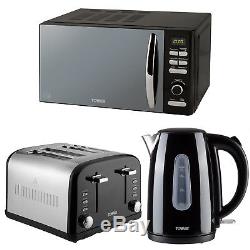 Tower Black 800w 20 Litre Digital Microwave Jug Kettle & 4 Slice Toaster Set