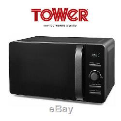 Tower Black Glitz Sparkle Microwave Jug Kettle 1.7 Litre 3kW 4 Slice Toaster