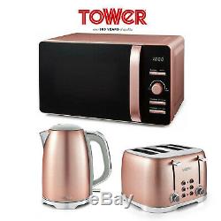 Tower Blush Pink Glitz 20l Microwave 1.7 Litre 3kw Jug Kettle 4 Slice Toaster