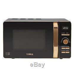 Tower Bottega Black Rose Gold Digital Microwave 3Kw 1.7L Kettle 2 Slice Toaster