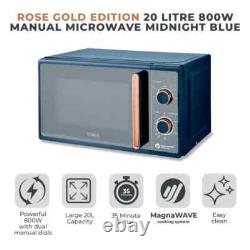 Tower Cavaletto 800W 20L Microwave Oven in Midnight Blue & Rose Gold T24038MNB