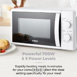 Tower Cavaletto White Jug Kettle 2 Slice Toaster & T24034WHT 700W 20L Microwave