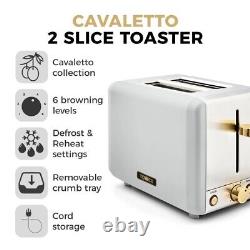 Tower Cavaletto White Jug Kettle 2 Slice Toaster & T24034WHT 700W 20L Microwave