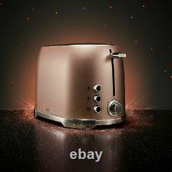 Tower Glitz Blush Pink Glass Kettle, 2 Slice Toaster &800W Digital Microwave Set