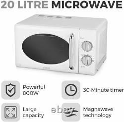 Tower Manual Microwave 800W 20L 30 Minute Timer Stainless Steel White