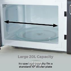 Tower Manual Microwave, Sleek Mirror Door 800W, 20L, T24042BLk, Black & Chrome