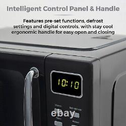 Tower Manual Microwave, Sleek Mirror Door 800W, 20L, T24042BLk, Black & Chrome