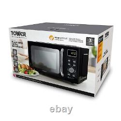 Tower Manual Microwave, Sleek Mirror Door 800W, 20L, T24042BLk, Black & Chrome
