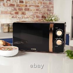 Tower Manual Solo Microwave 800W 20L Black & Rose Gold T24020 -3 Yrs Guarantee