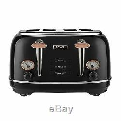 Tower ROSE GOLD BLACK Manual Microwave, Bottega 1.7L Kettle & 4 Slice Toaster