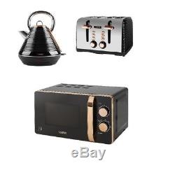 Tower ROSE GOLD BLACK Manual Microwave, Linear 1.8L Kettle & 4 Slice Toaster