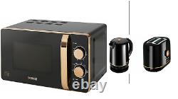 Tower Rose Gold & Black 20L Microwave, 1.5L Kettle & 2 Slice Toaster Set -NEW