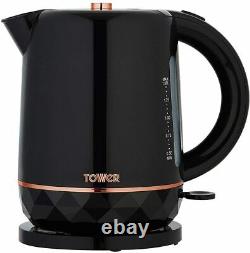 Tower Rose Gold & Black 20L Microwave, 1.5L Kettle & 2 Slice Toaster Set -NEW