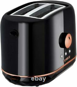 Tower Rose Gold & Black 20L Microwave, 1.5L Kettle & 2 Slice Toaster Set -NEW