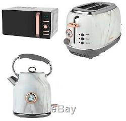 Tower Rose Gold & Marble 20L Microwave, 1.7L Kettle & 2 Slice Toaster Set