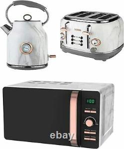 Tower Rose Gold & Marble 20L Microwave, 1.7L Kettle And 4 Slice Toaster Set -NEW