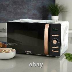 Tower Rose Gold & Marble 20L Microwave, 1.7L Kettle And 4 Slice Toaster Set -NEW