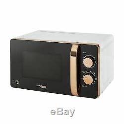 Tower Rose Gold & White 20L Microwave, 1.7L Kettle & 2 Slice Toaster Set
