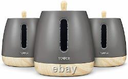 Tower Scandi Mega Set Microwave Kettle Toaster Storage Set Bin Mug Tree Grey