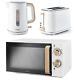 Tower Scandi Set White With Wood Accents Microwave Kettle And Toaster Big Sale